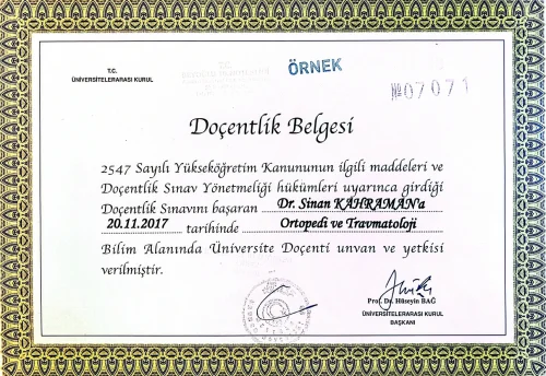 Ortopedi ve Travmatoloji Doçentlik Derecesi