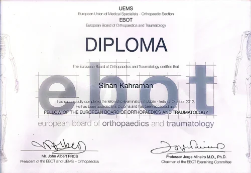 EBOT Avrupa Ortopedi Kurulu Diploması